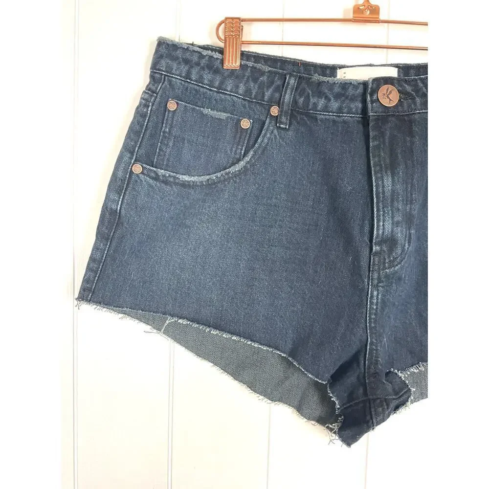 One‎ Teaspoon The One Fox Black Denim Cut Off Shorts NWT Size 34